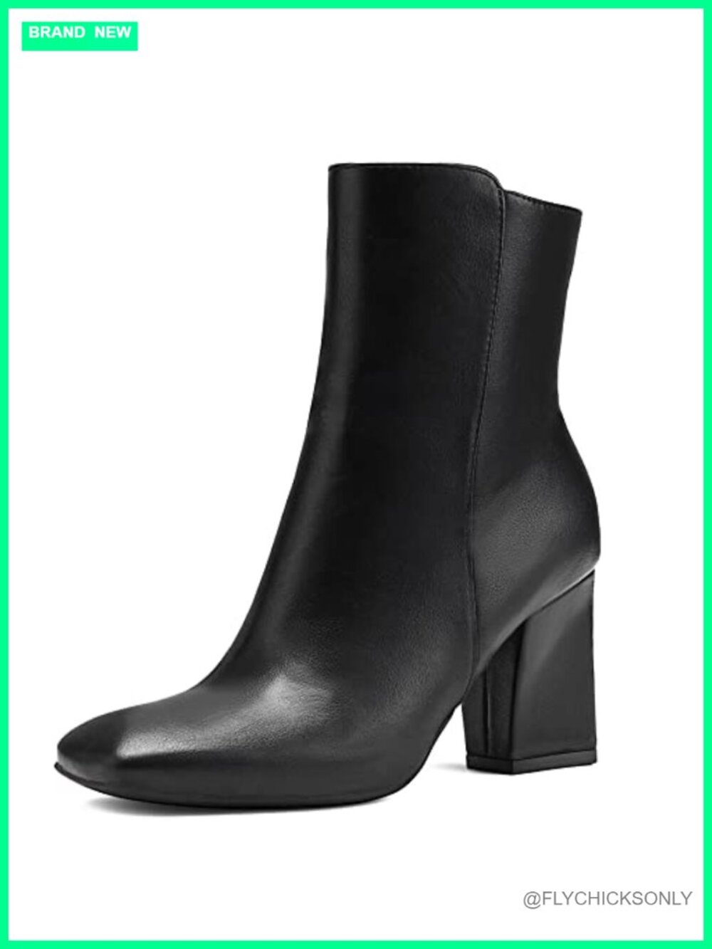 Women's Ankle Boots Square Toe Side Zipper Chunky Block Heel Short Booties